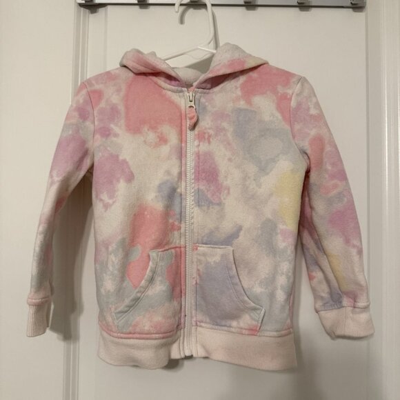 Jumping Beans Pink Yellow Purp Tie Dye Hooded Zip-Up Hoodie Size 2T - Picture 2 of 4